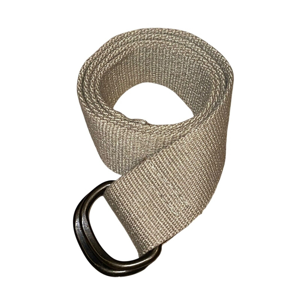 Unisex Army Canvas Y2K Woven‎ 35” Solid Tan D-Ring Casual Belt Frayed End XS